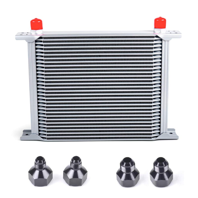 ZHSYMX 30 Row AN1010AN Stacked Plate Oil Cooler With 6AN 8AN Adapter Universal Engine Transmission British Radiator Oil Cooler Condenser Aluminium Alloy Silver30 RowSI